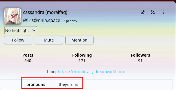 its pronouns are they/it/iris, in fact